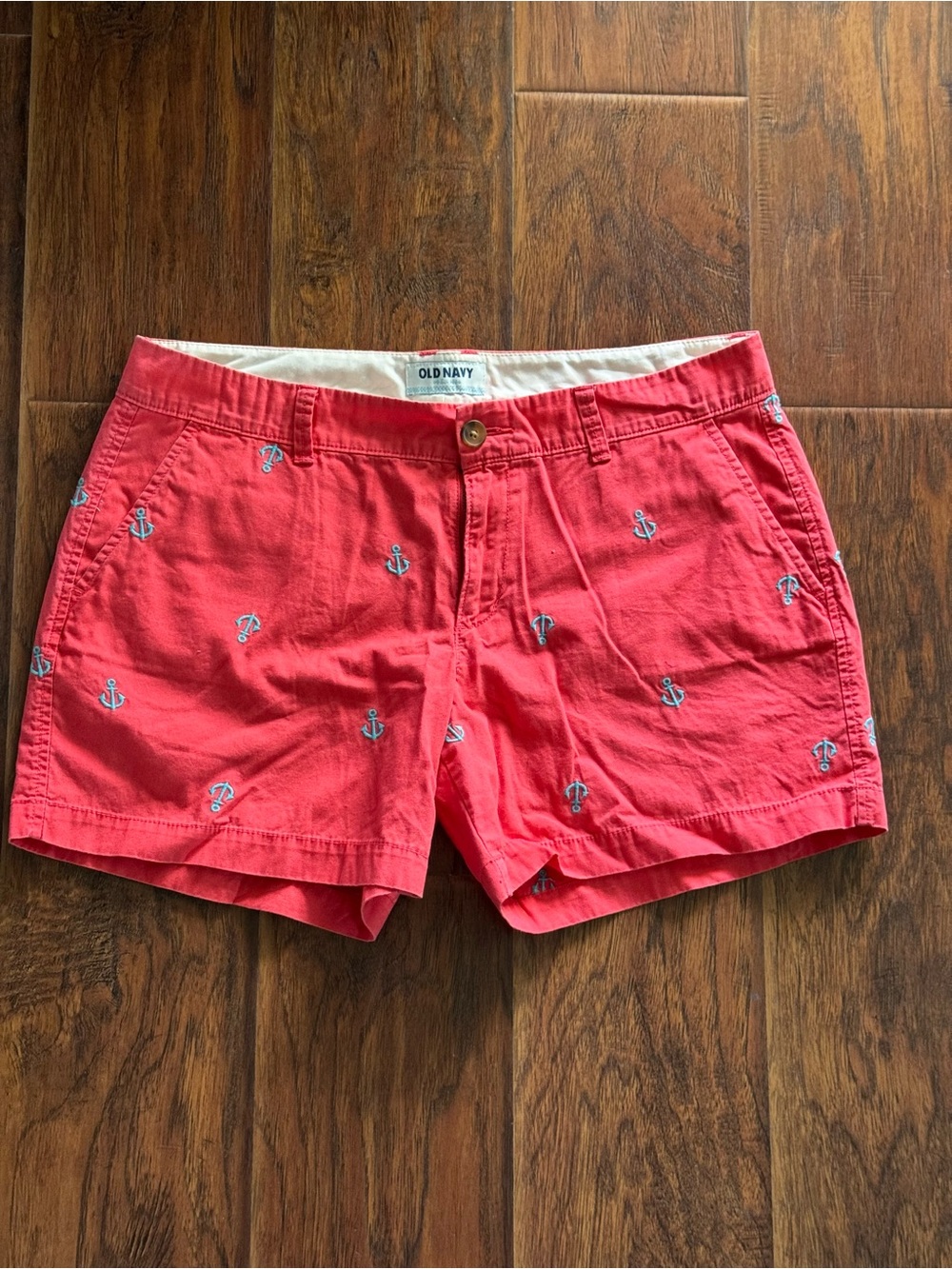 Old Navy Coral Red Anchor Embroidered Women’s Shorts